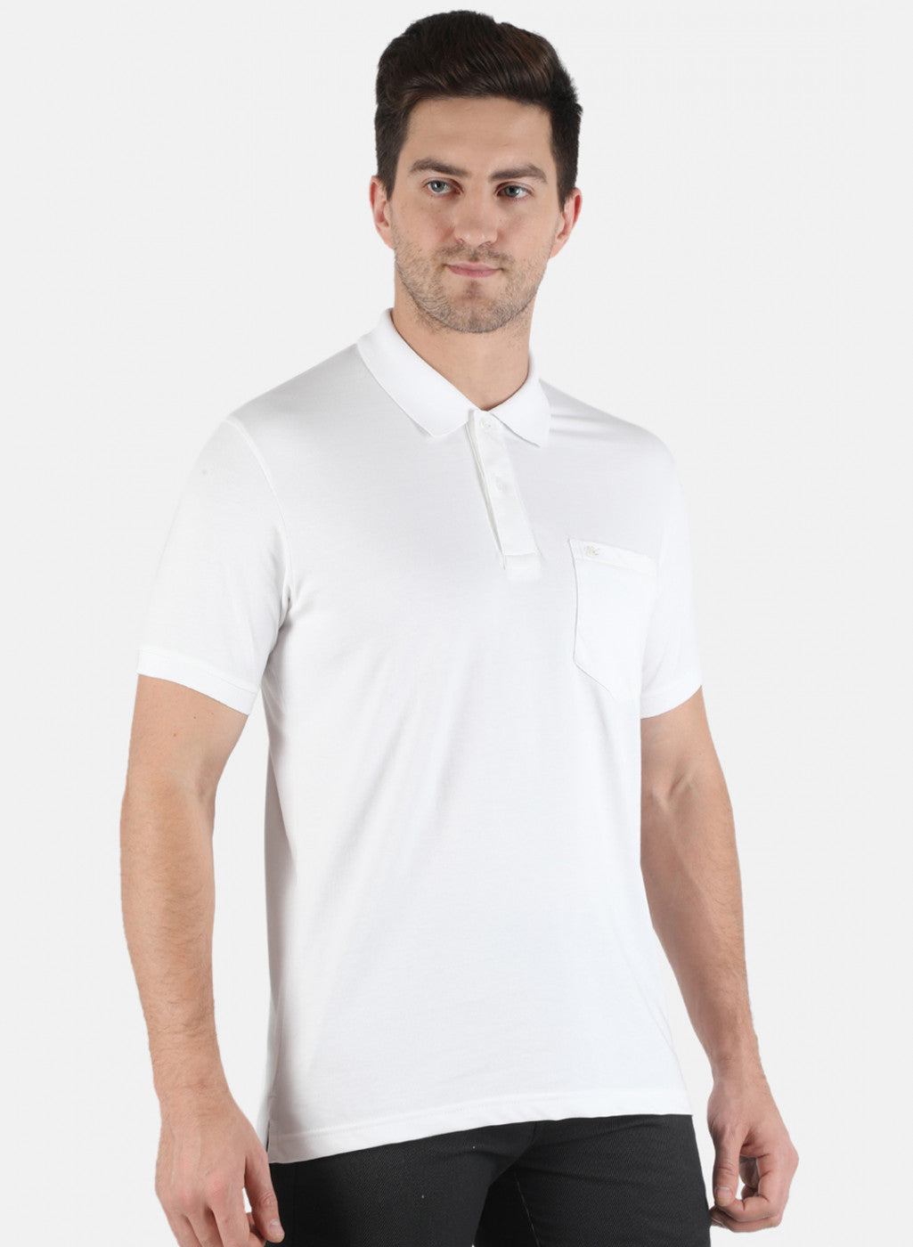 Men White Plain T-Shirt