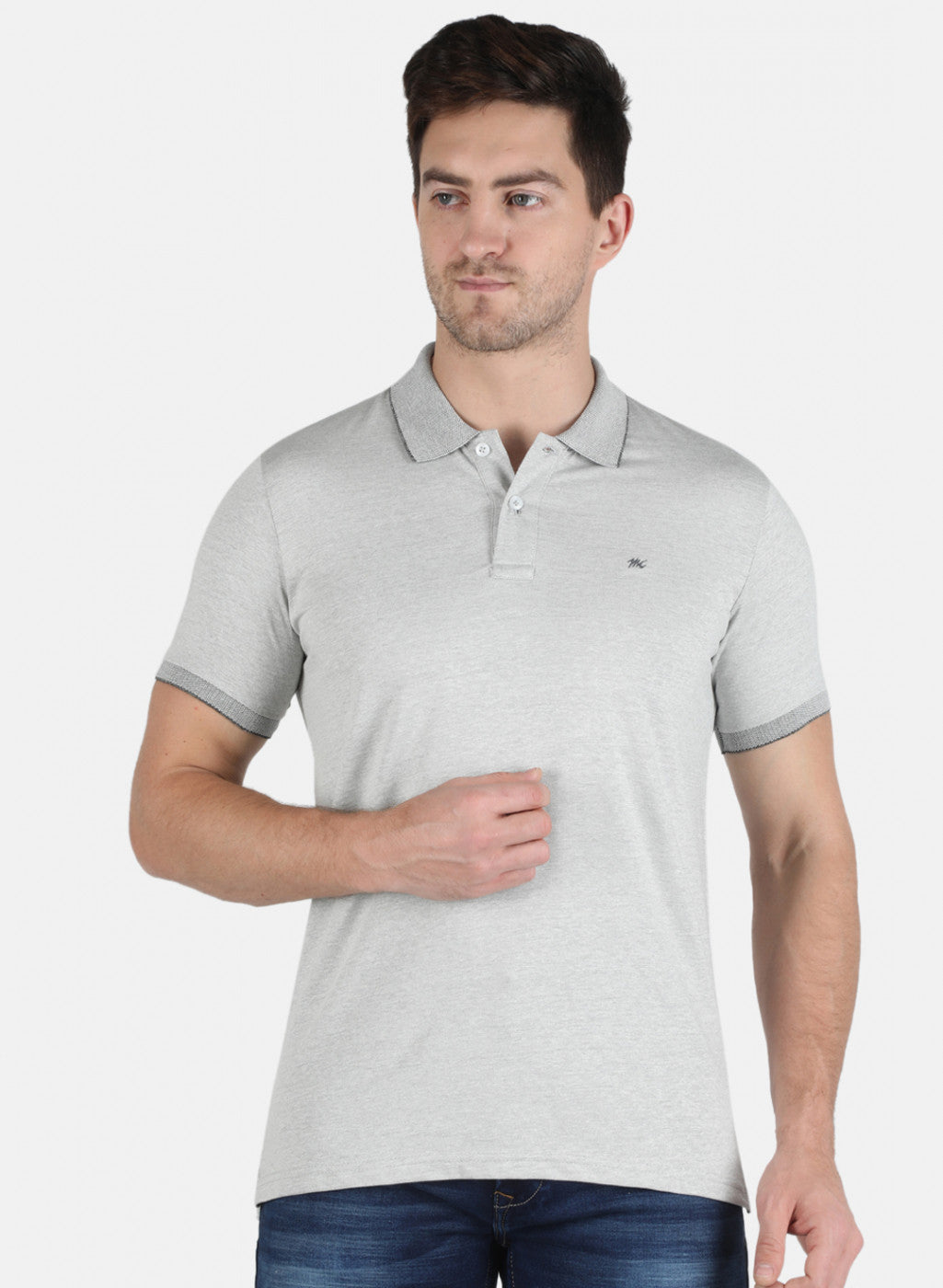 Men Grey Plain T-Shirt