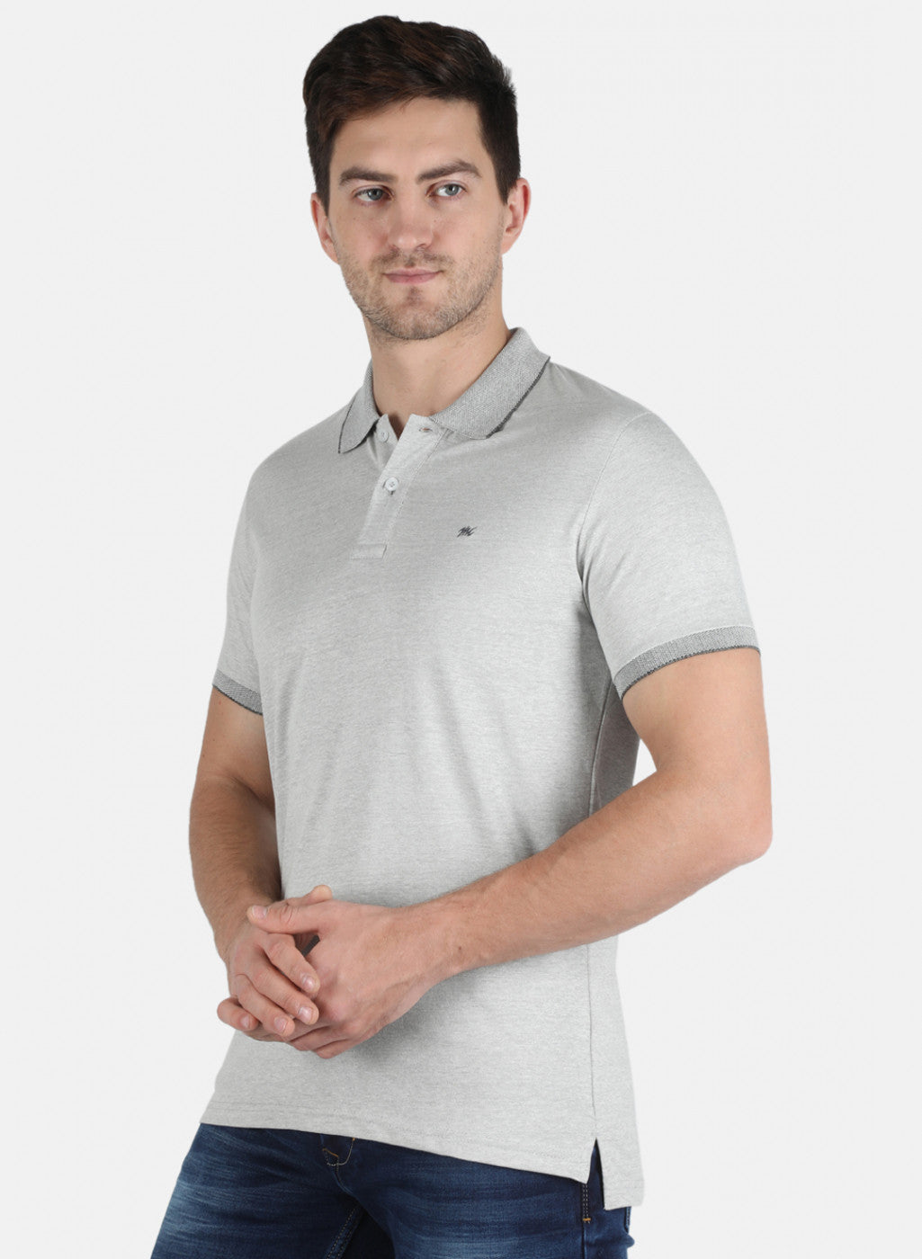 Men Grey Plain T-Shirt