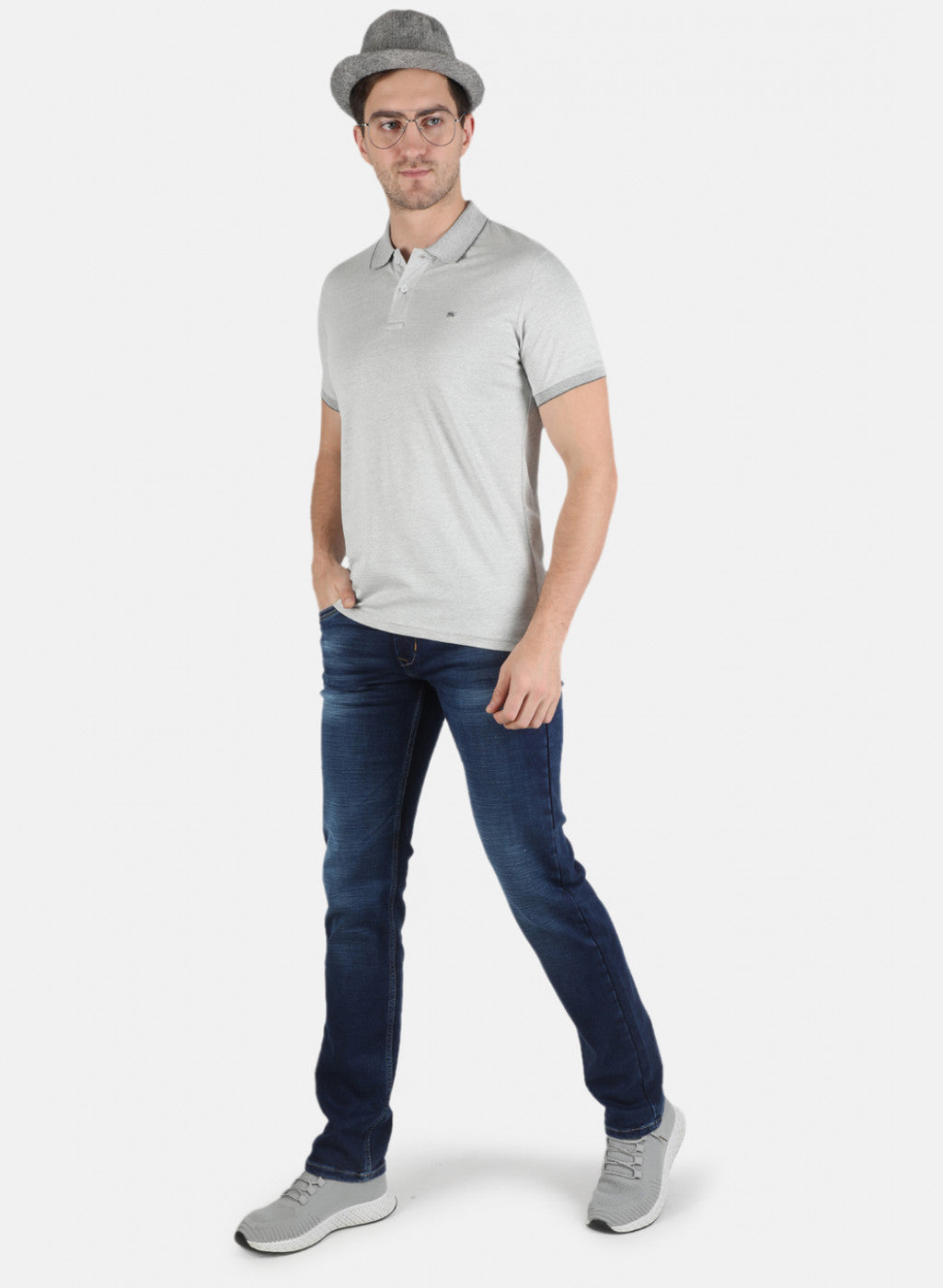 Men Grey Plain T-Shirt