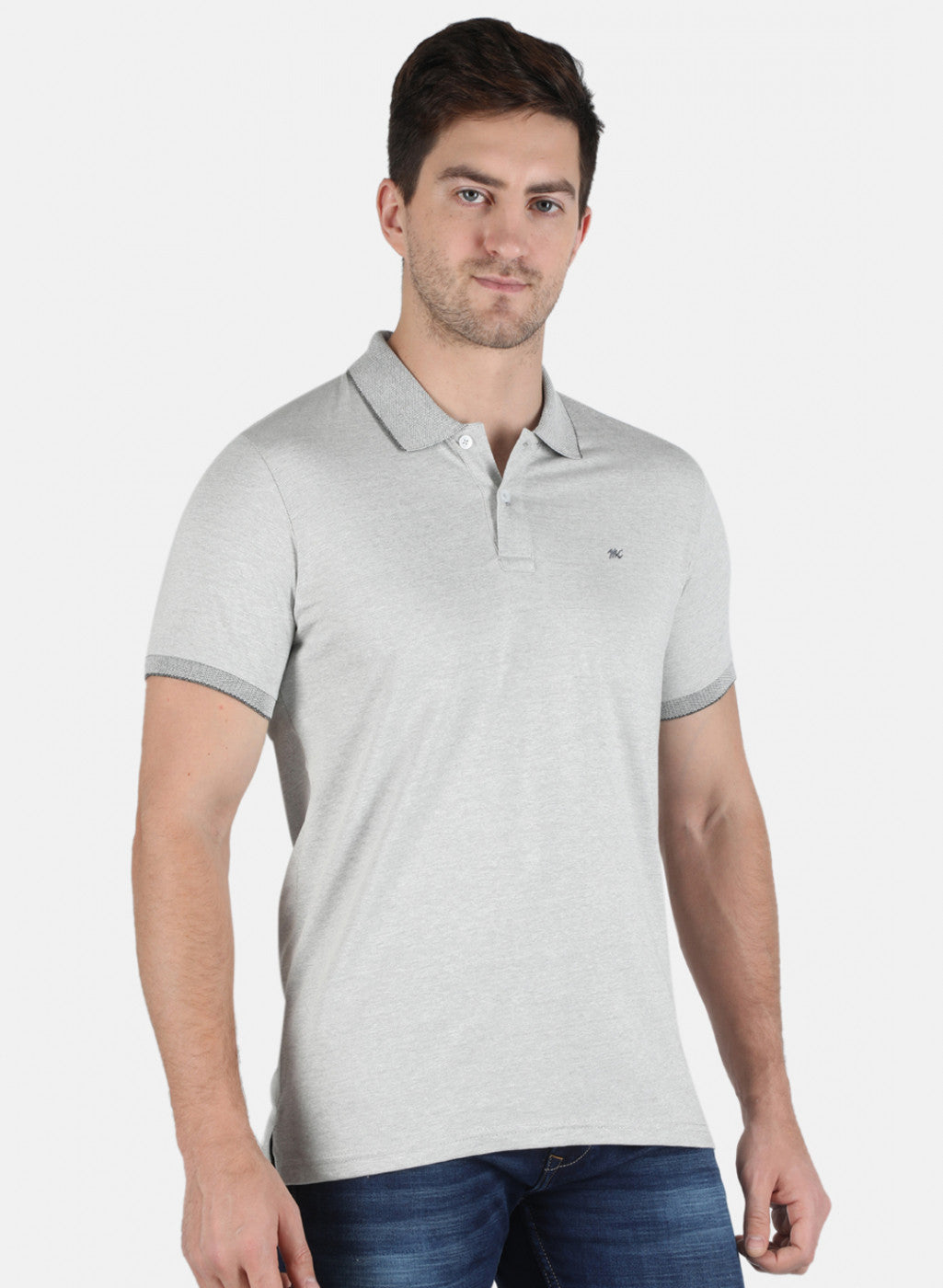 Men Grey Plain T-Shirt