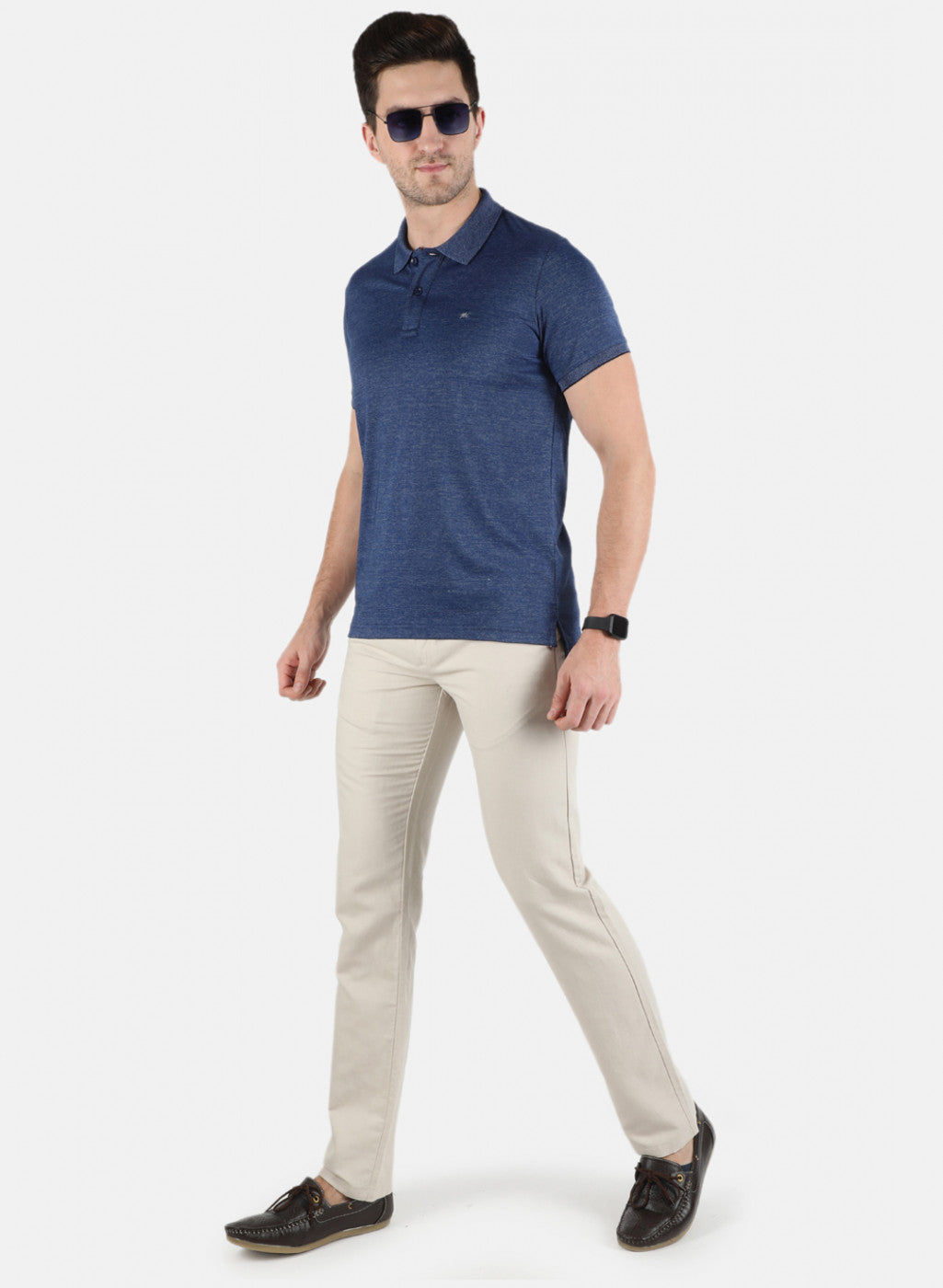 Men Blue Plain T-Shirt