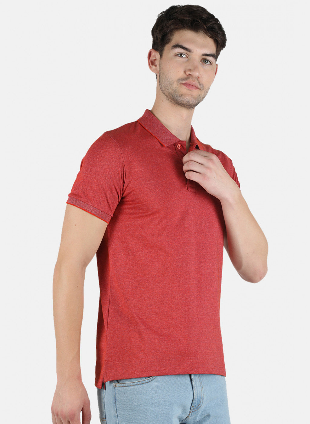 Men Orange Plain T-Shirt