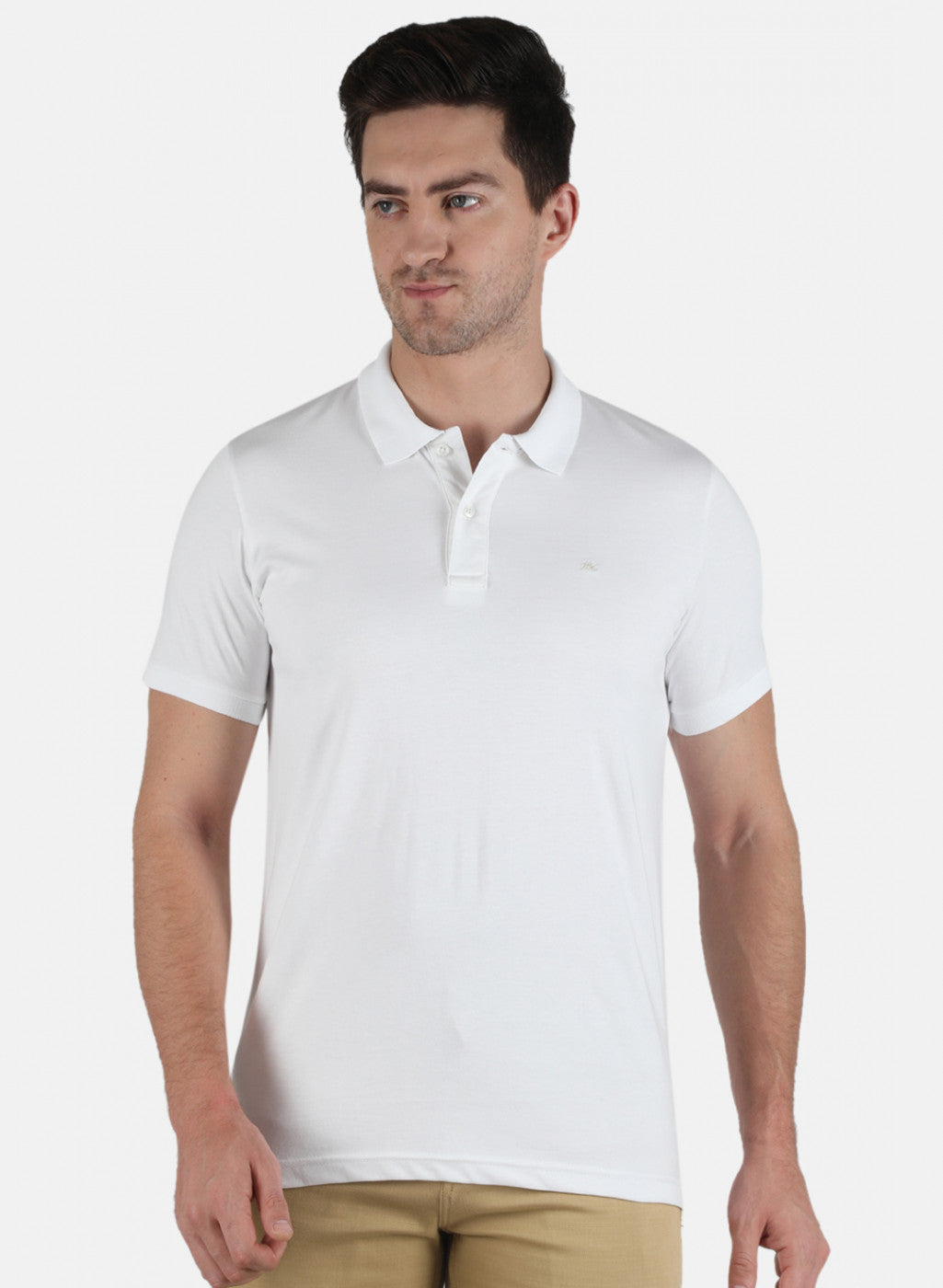 Men White Plain T-Shirt