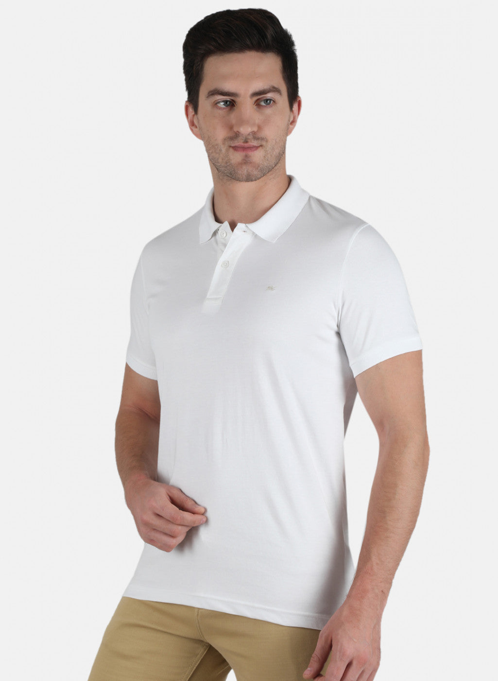 Men White Plain T-Shirt