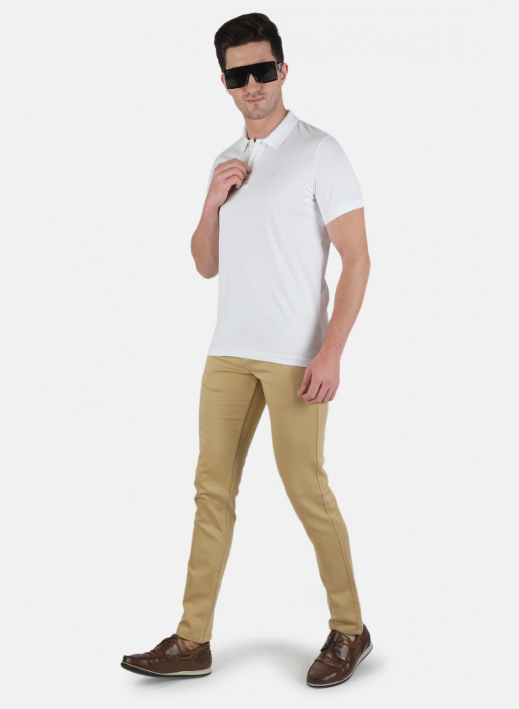 Men White Plain T-Shirt