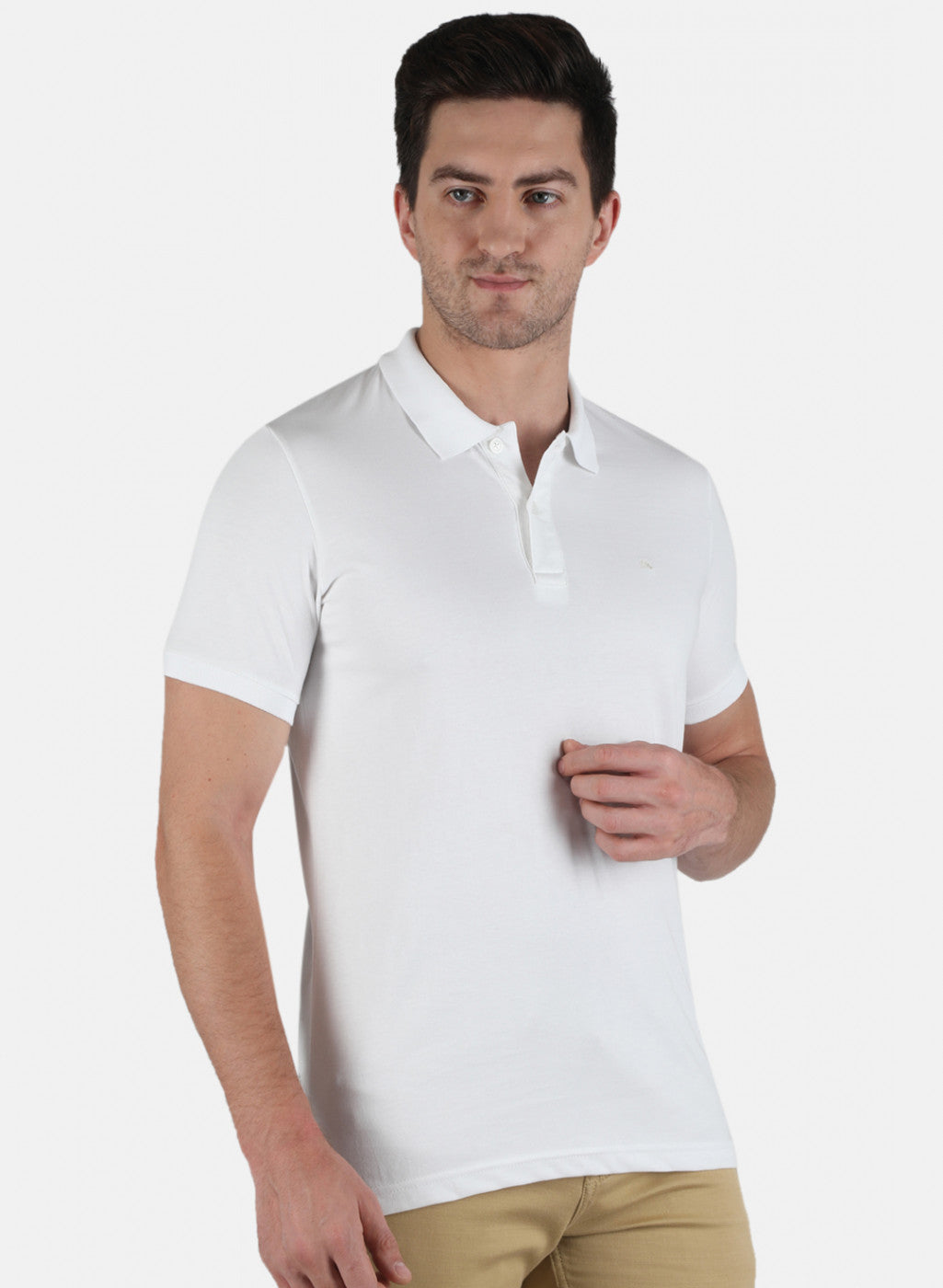 Men White Plain T-Shirt