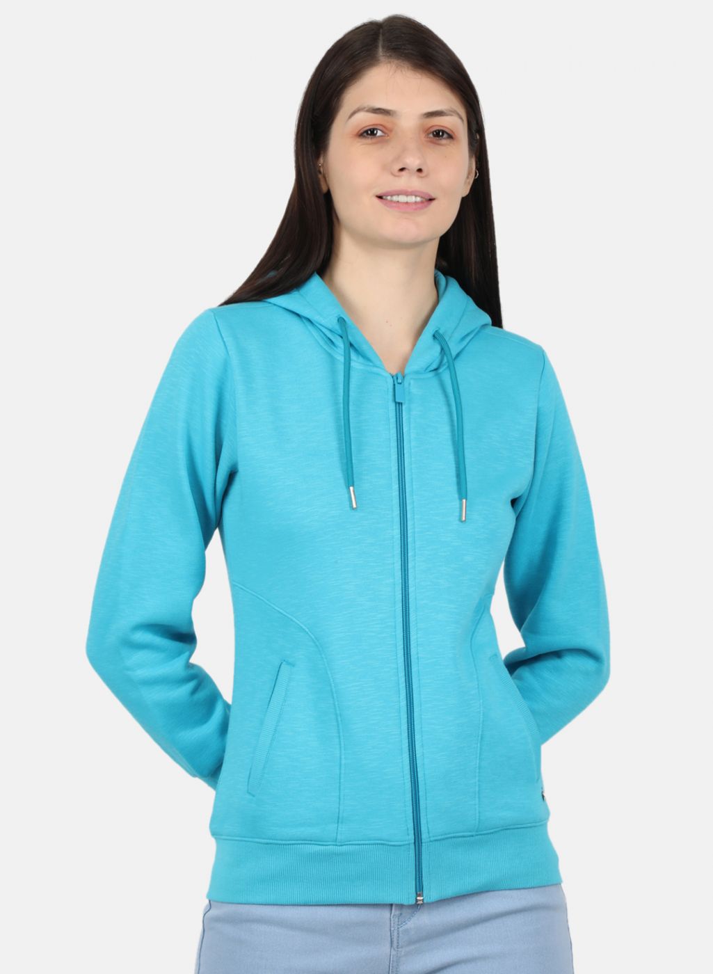 Women Blue Solid Sweatshirt