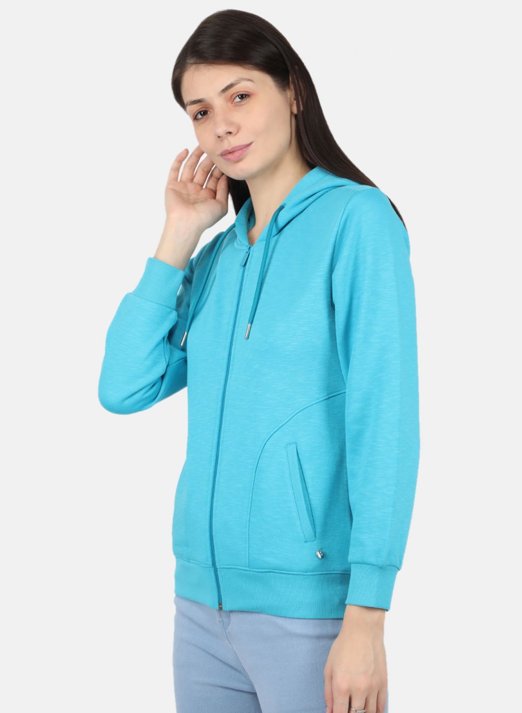 Women Blue Solid Sweatshirt