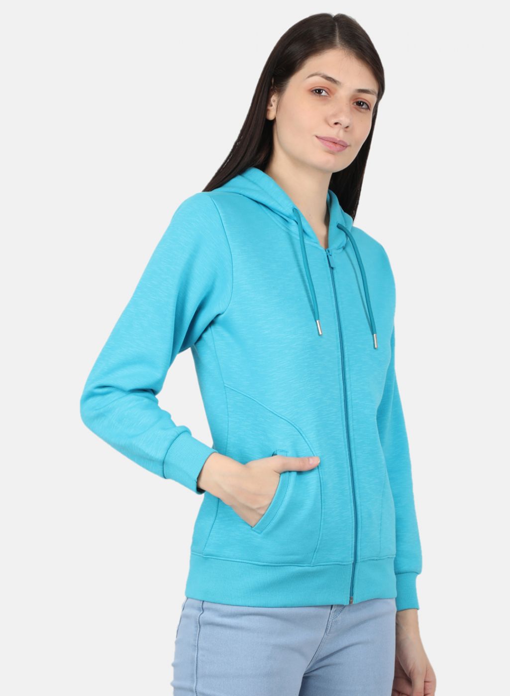 Women Blue Solid Sweatshirt