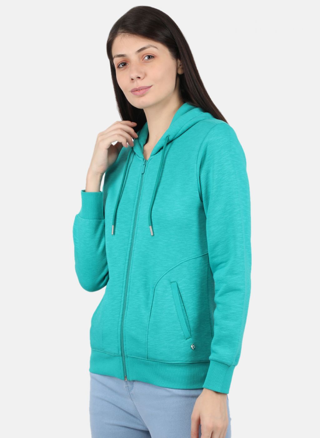 Women Green Solid Sweatshirt