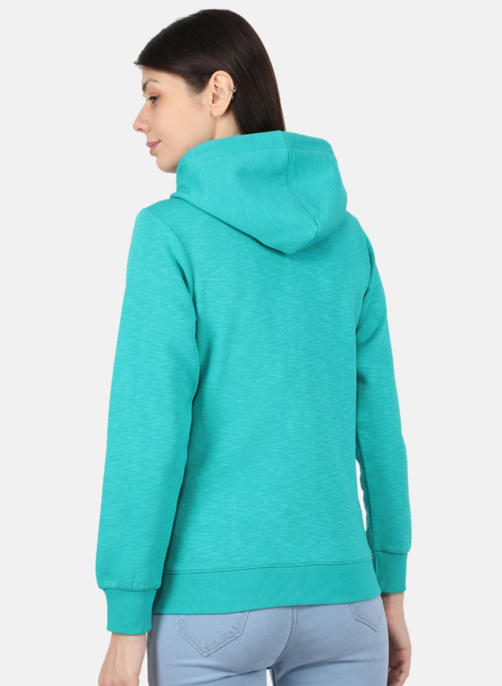 Women Green Solid Sweatshirt