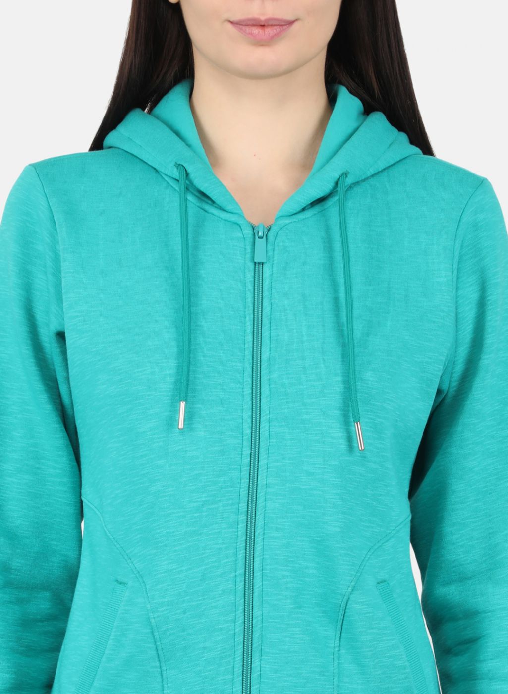 Women Green Solid Sweatshirt