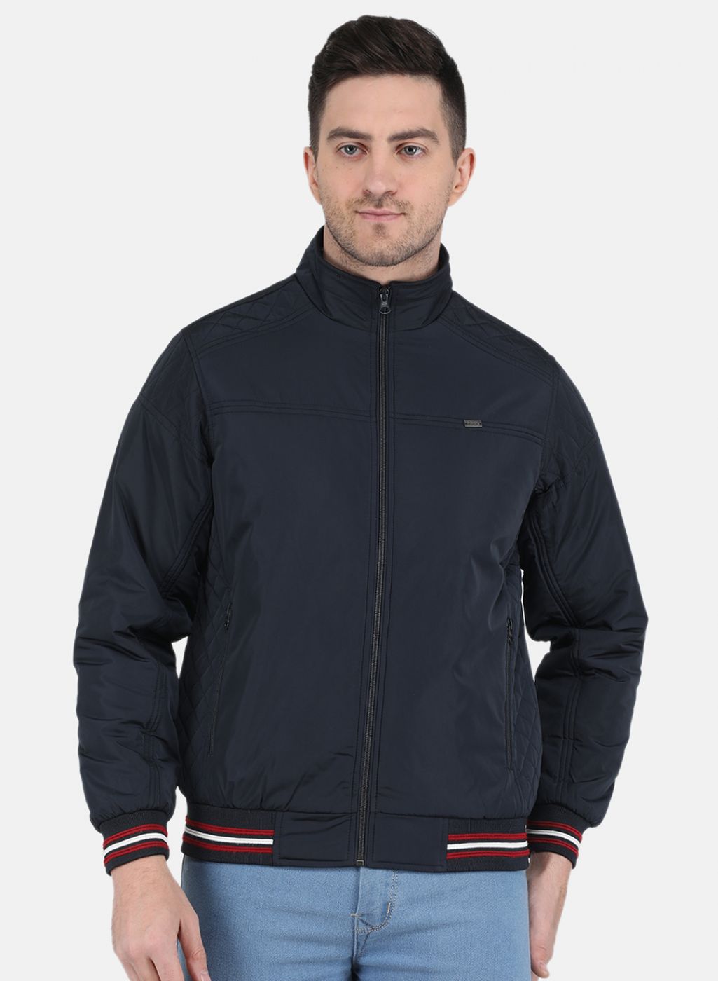 Men NAvy Blue Solid Jacket