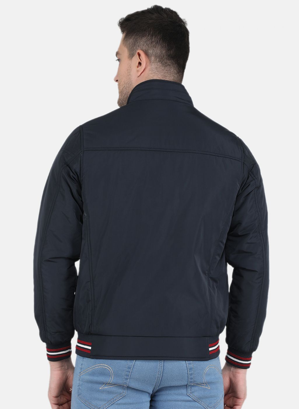 Men NAvy Blue Solid Jacket