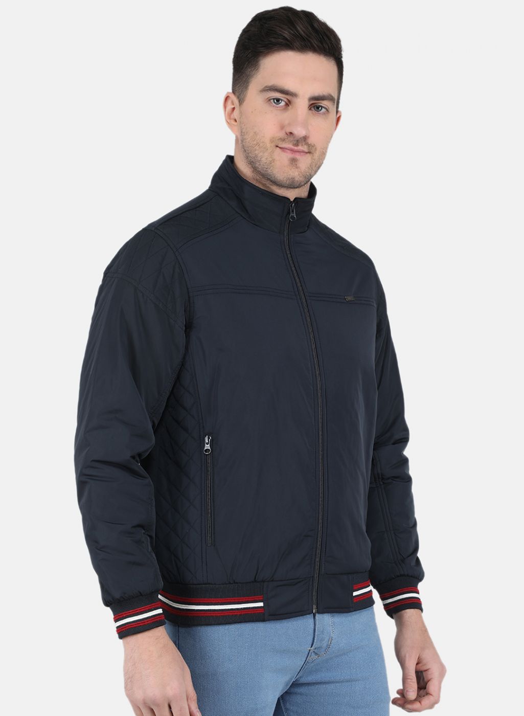 Men NAvy Blue Solid Jacket