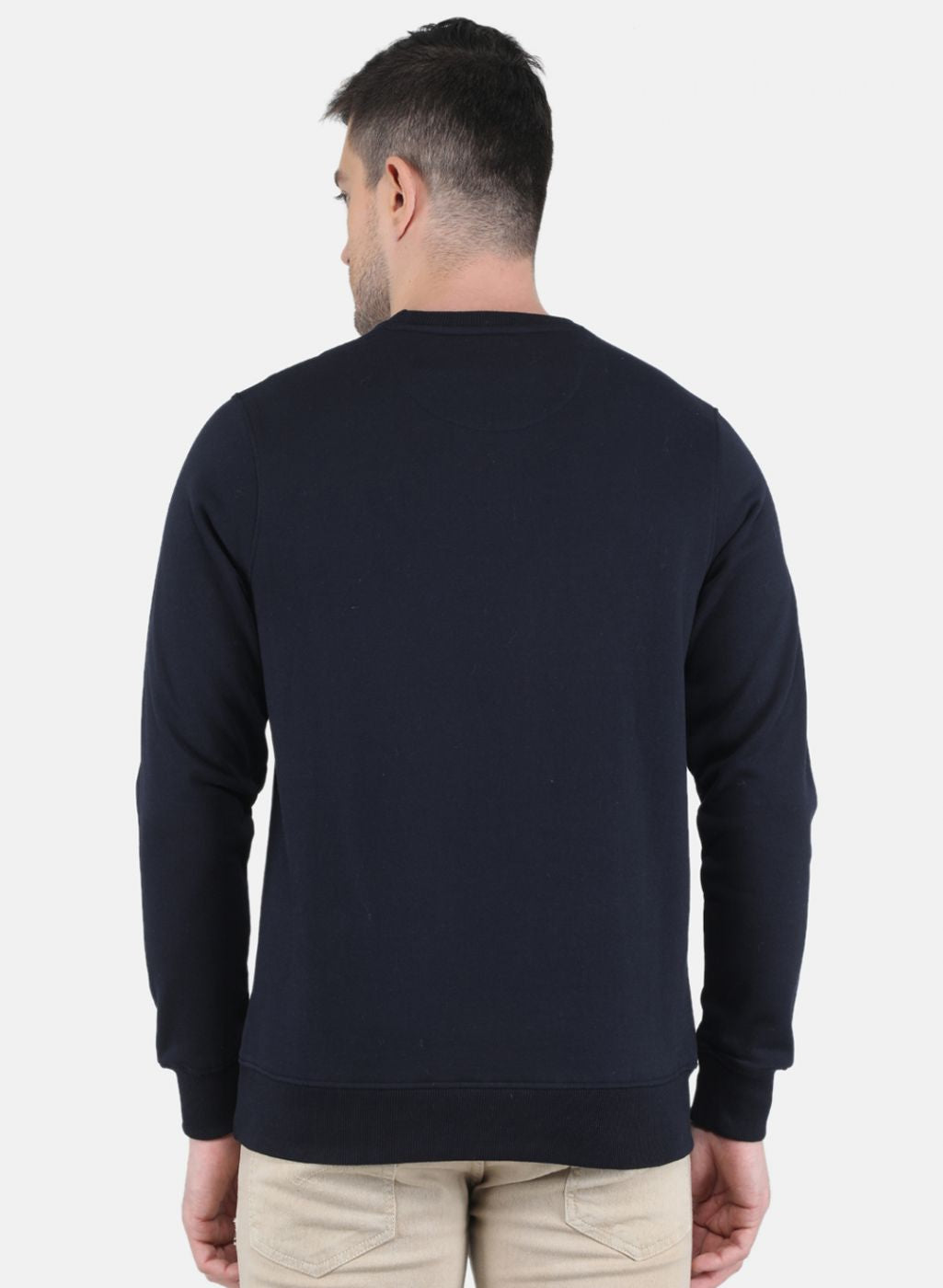 Men Navy Blue Solid Sweatshirt