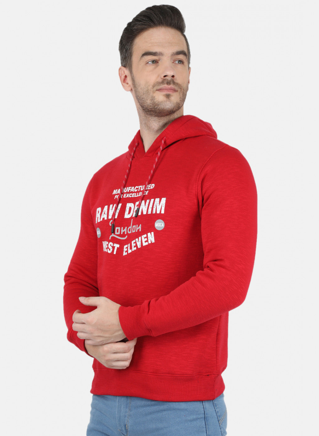 Men Red Solid Sweatshirt