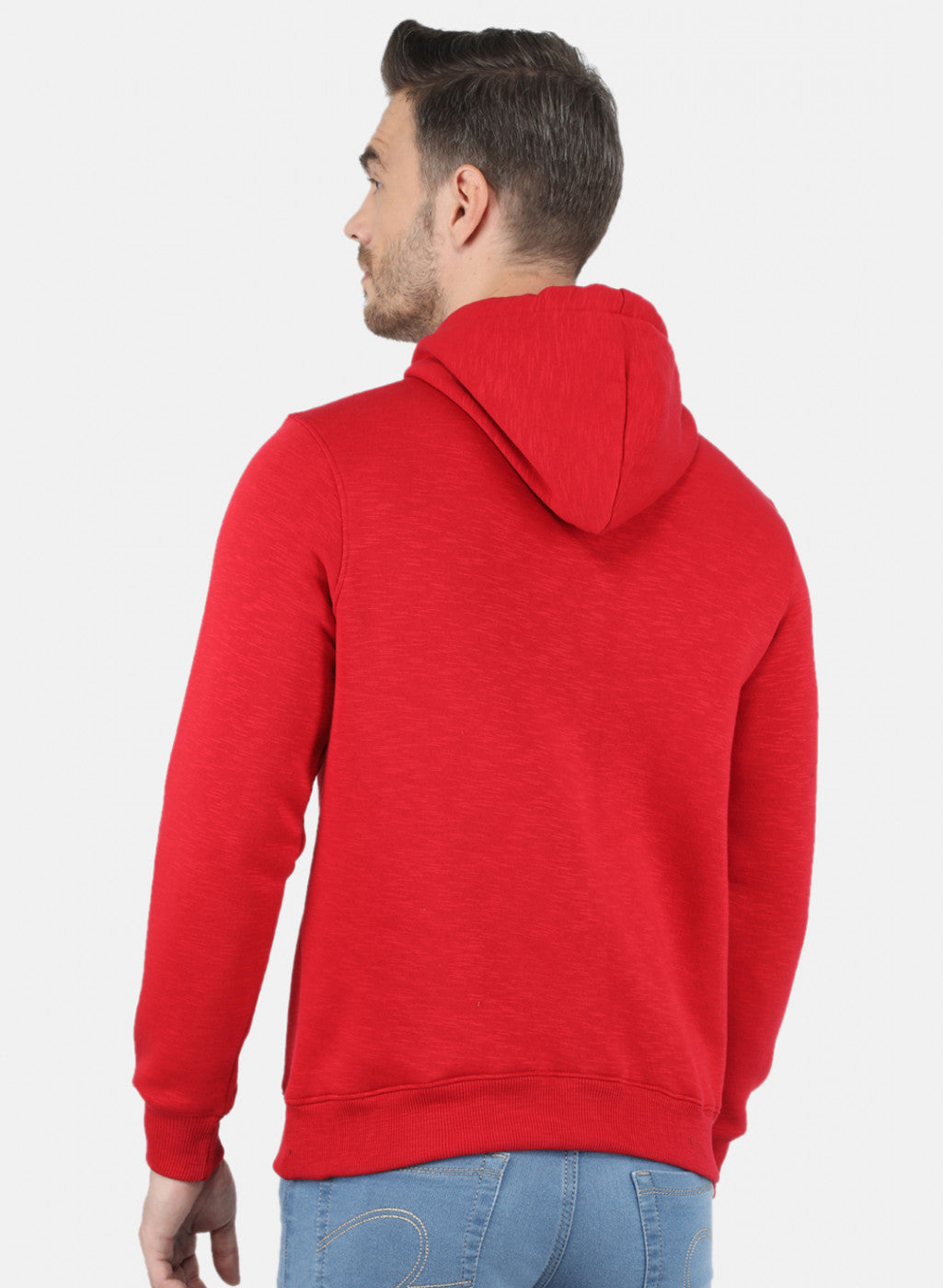 Men Red Solid Sweatshirt