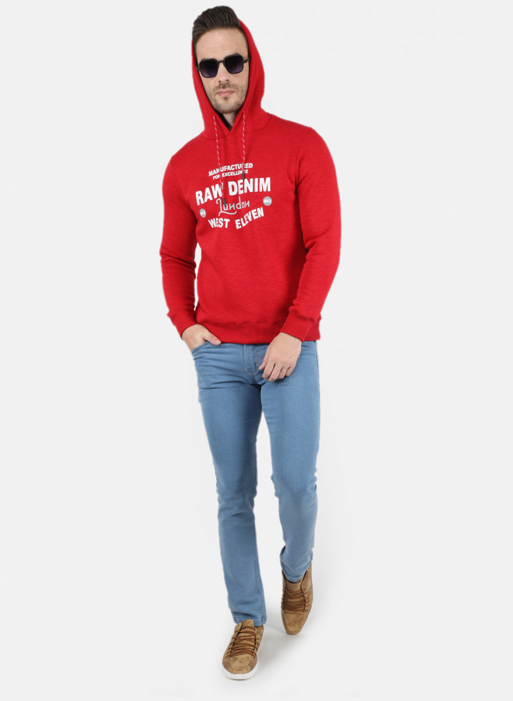 Men Red Solid Sweatshirt