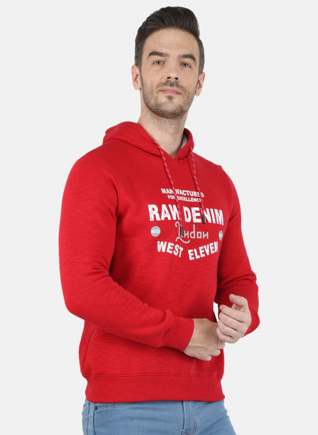 Men Red Solid Sweatshirt