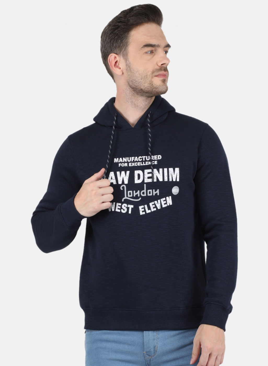 Men NAvy Blue Solid Sweatshirt