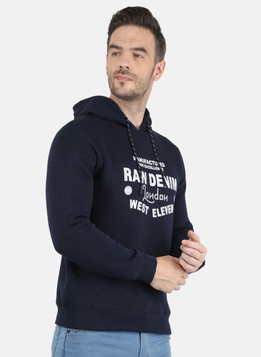 Men NAvy Blue Solid Sweatshirt