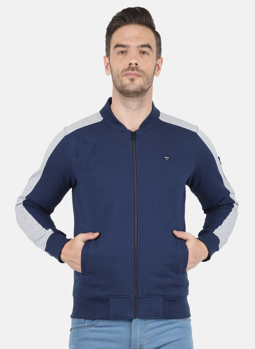 Men Blue Solid Sweatshirt