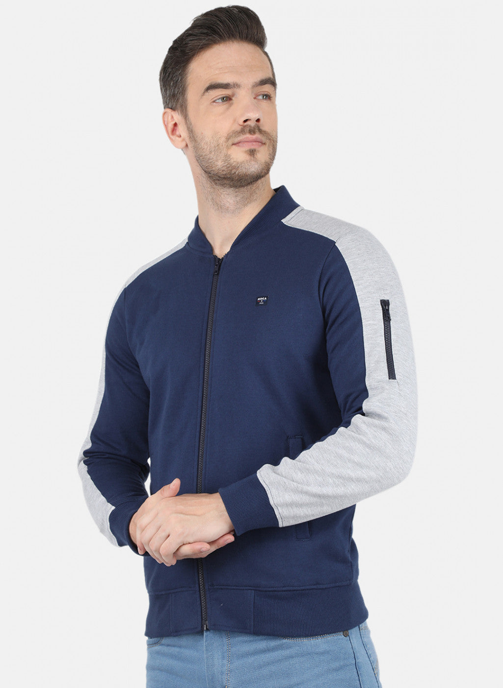 Men Blue Solid Sweatshirt