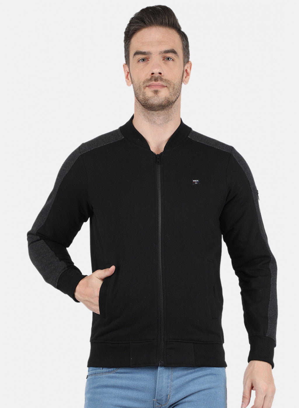 Men Black Solid Sweatshirt