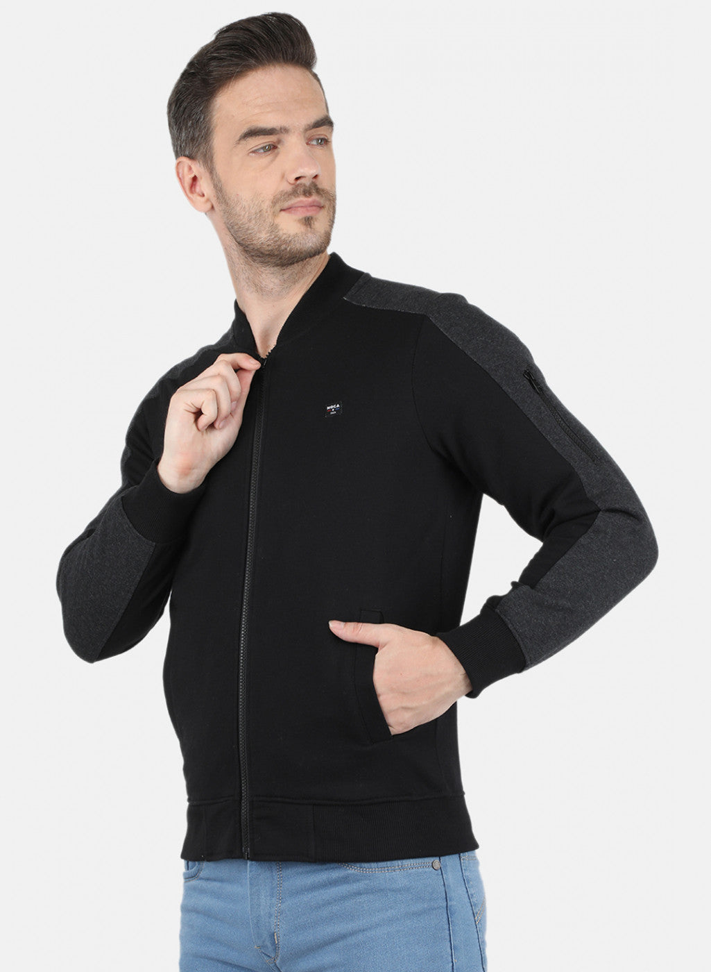 Men Black Solid Sweatshirt