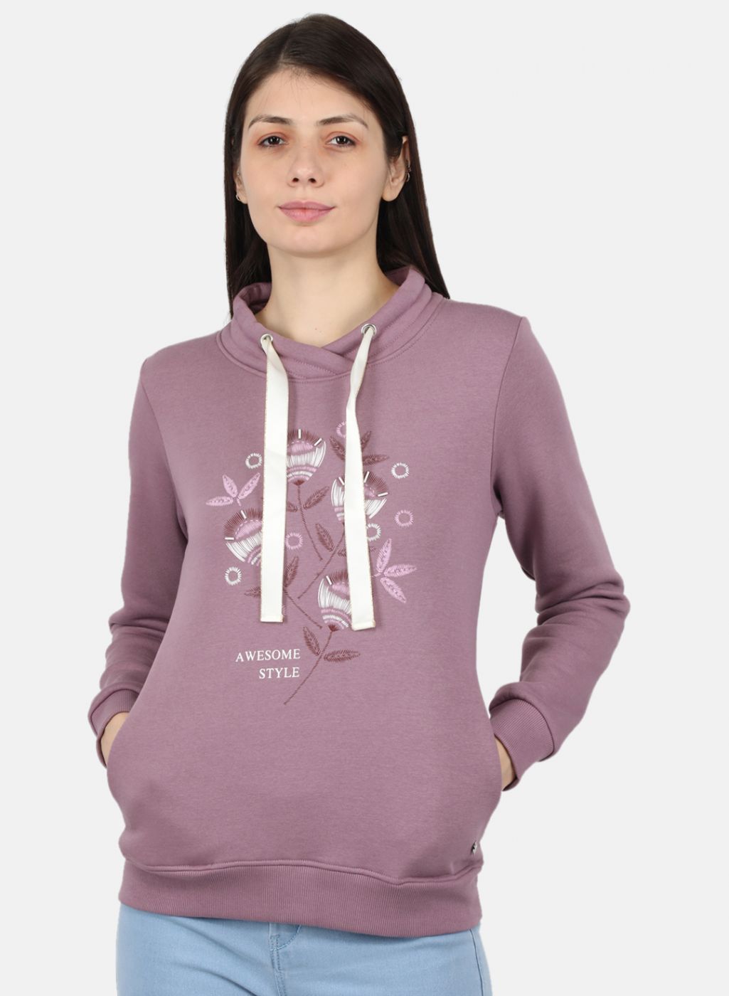 Women Purple Printed Sweatshirt