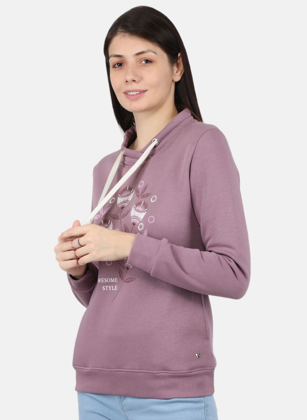 Women Purple Printed Sweatshirt