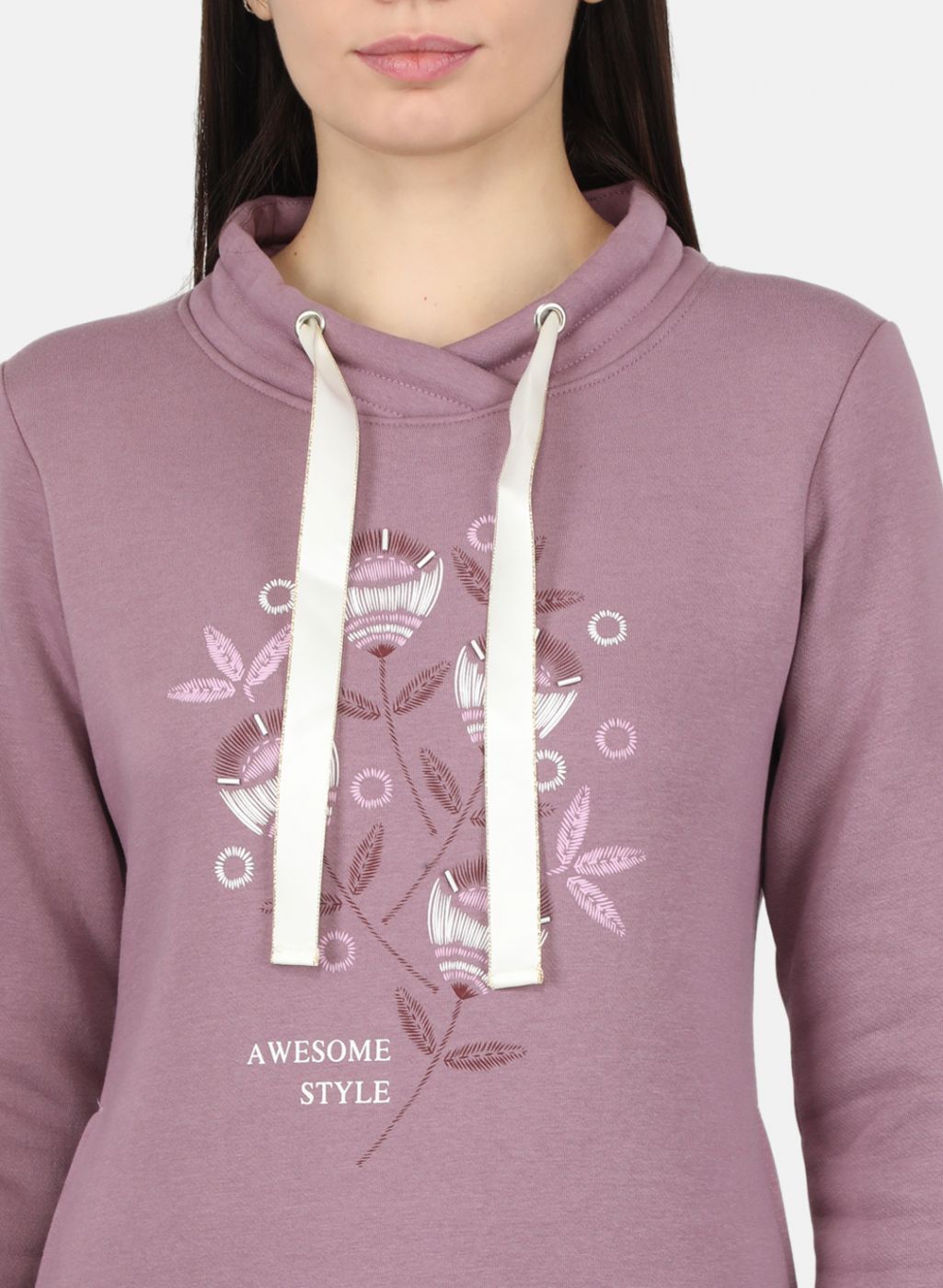 Women Purple Printed Sweatshirt