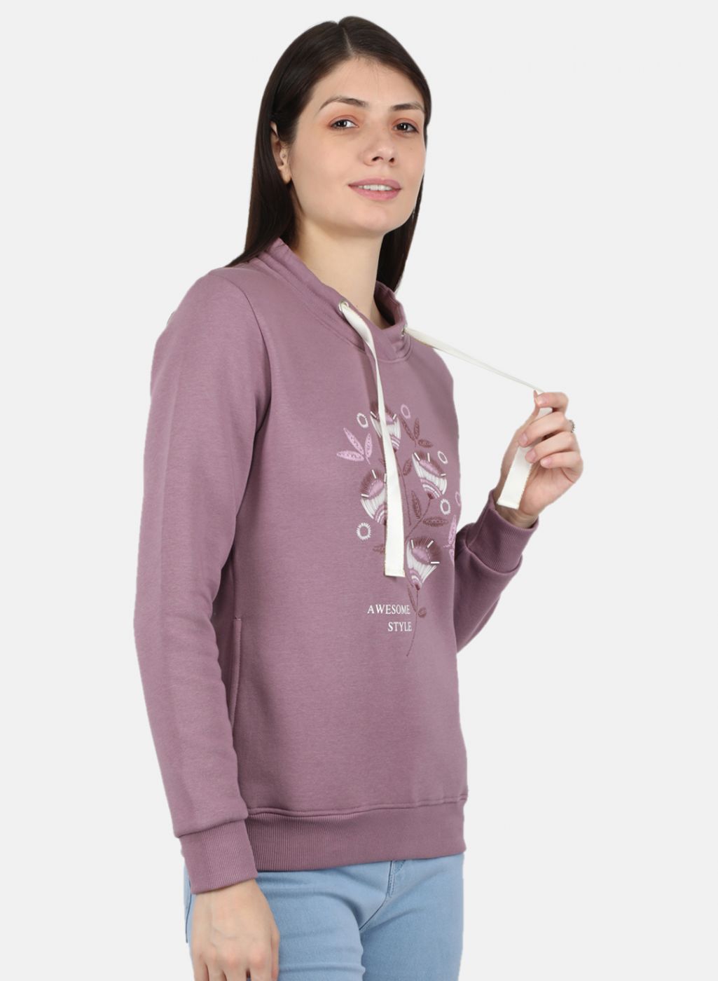 Women Purple Printed Sweatshirt