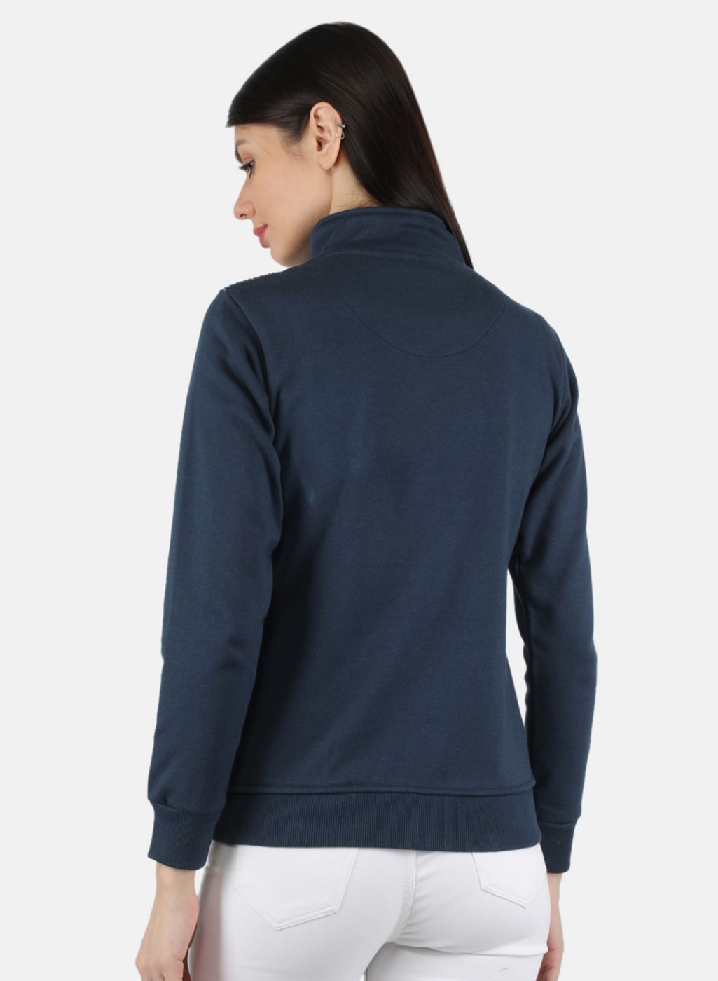 Women Blue Solid Sweatshirt