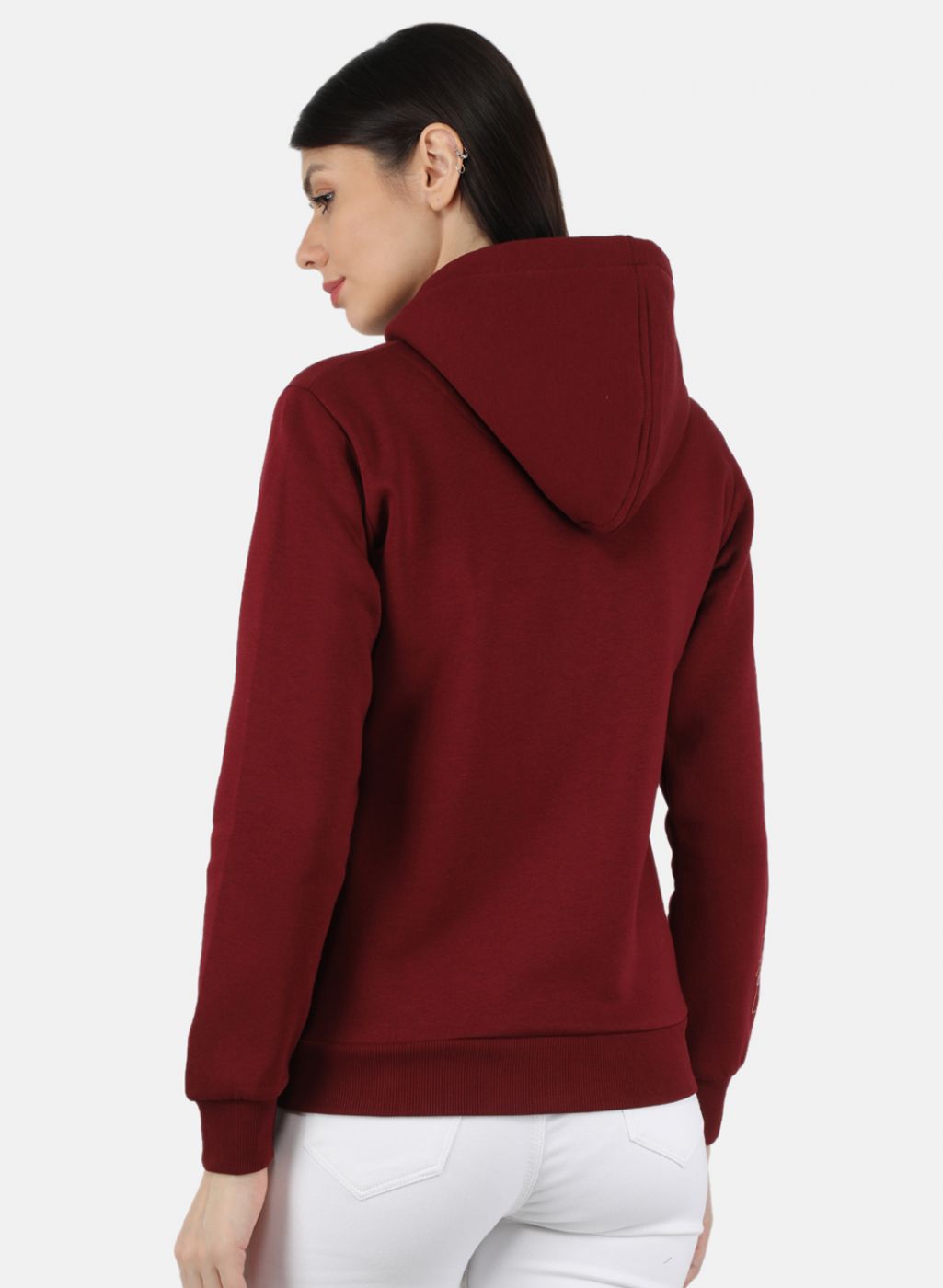 Women Maroon Solid Sweatshirt