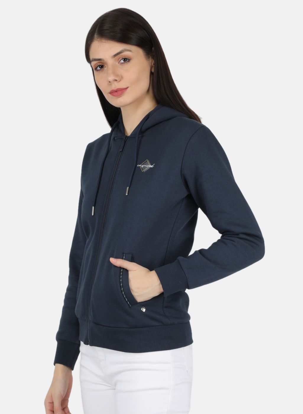 Women Blue Solid Sweatshirt