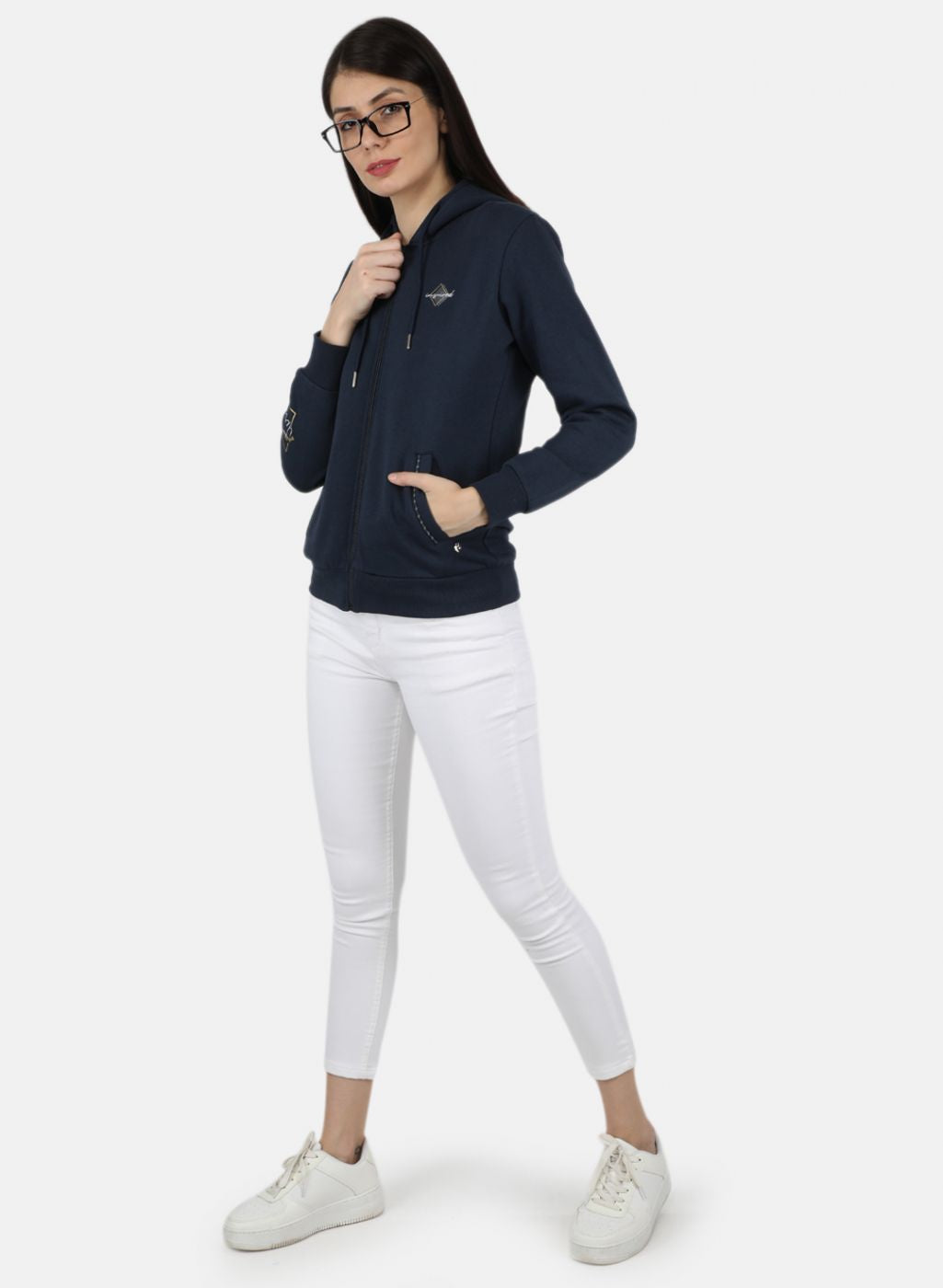 Women Blue Solid Sweatshirt