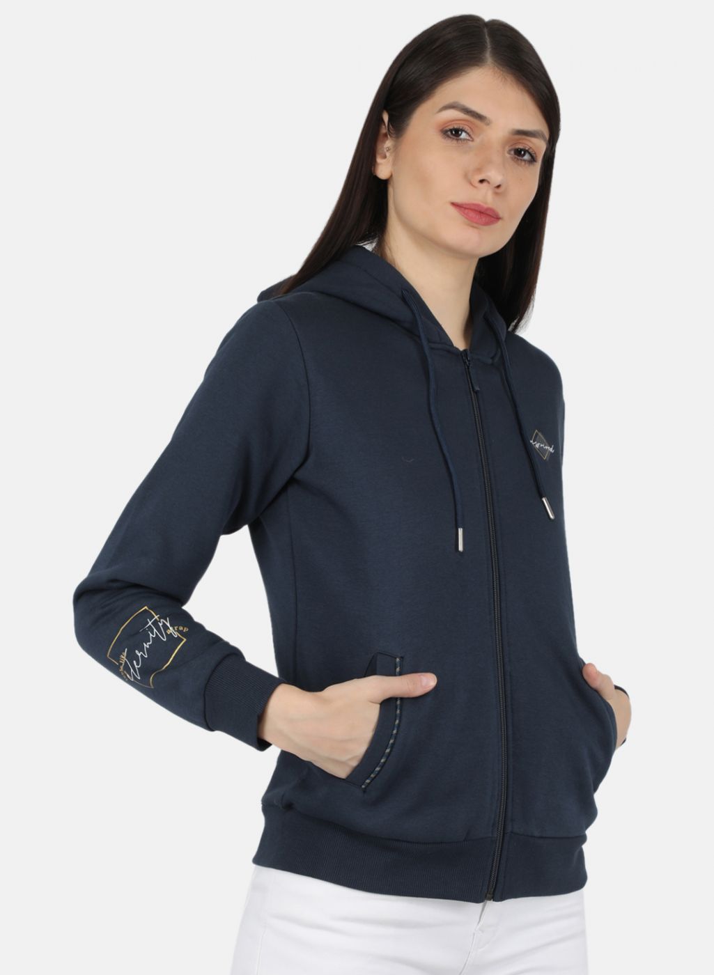 Women Blue Solid Sweatshirt