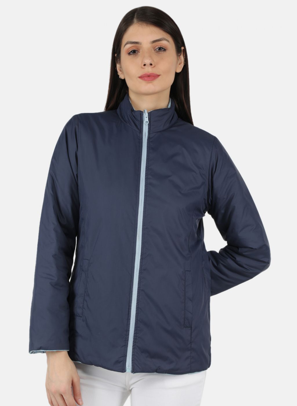 Women Blue Solid Jacket