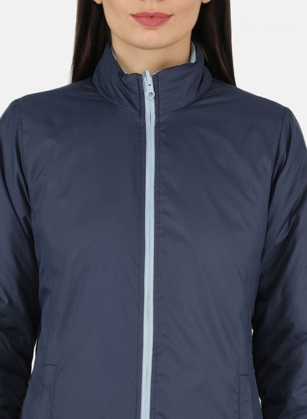 Women Blue Solid Jacket