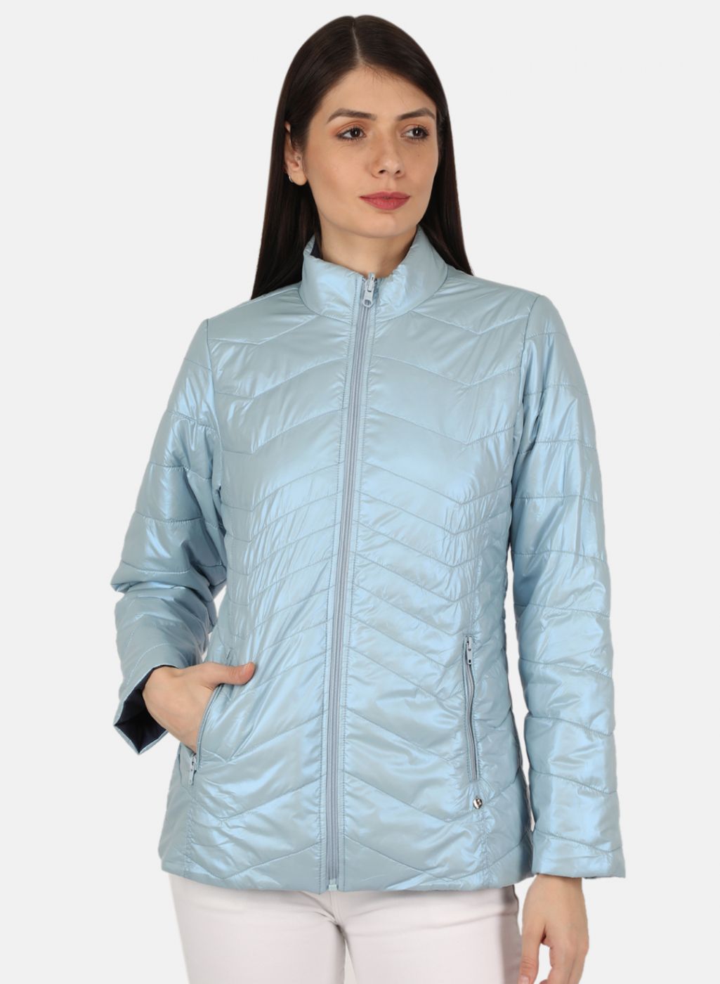 Women Blue Solid Jacket