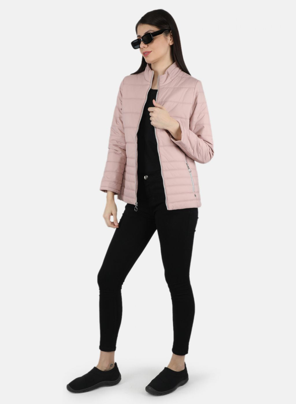 Women Pink Solid Jacket