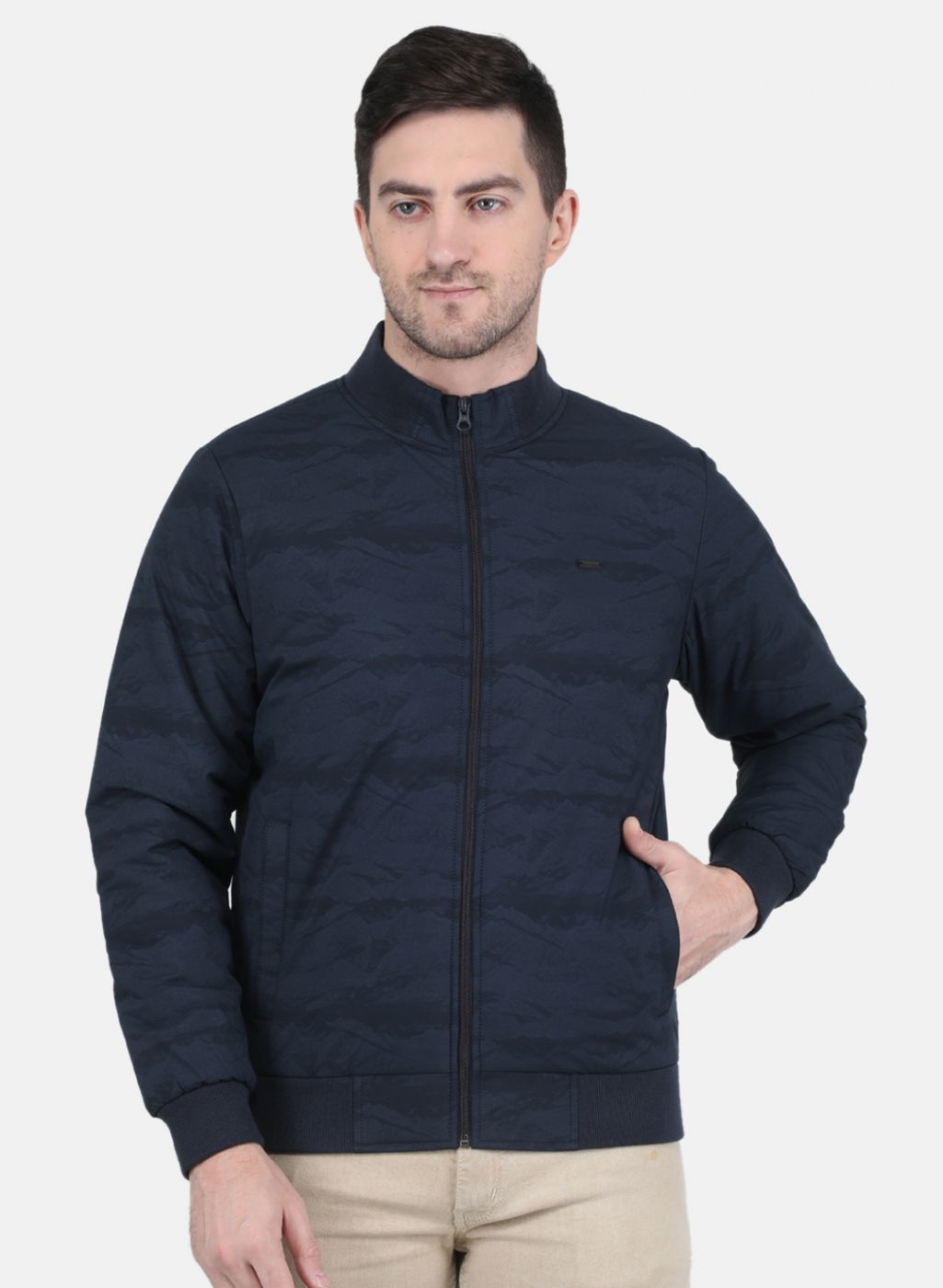 Men NAvy Blue Solid Jacket