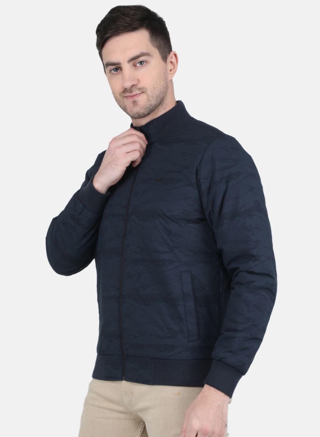 Men NAvy Blue Solid Jacket