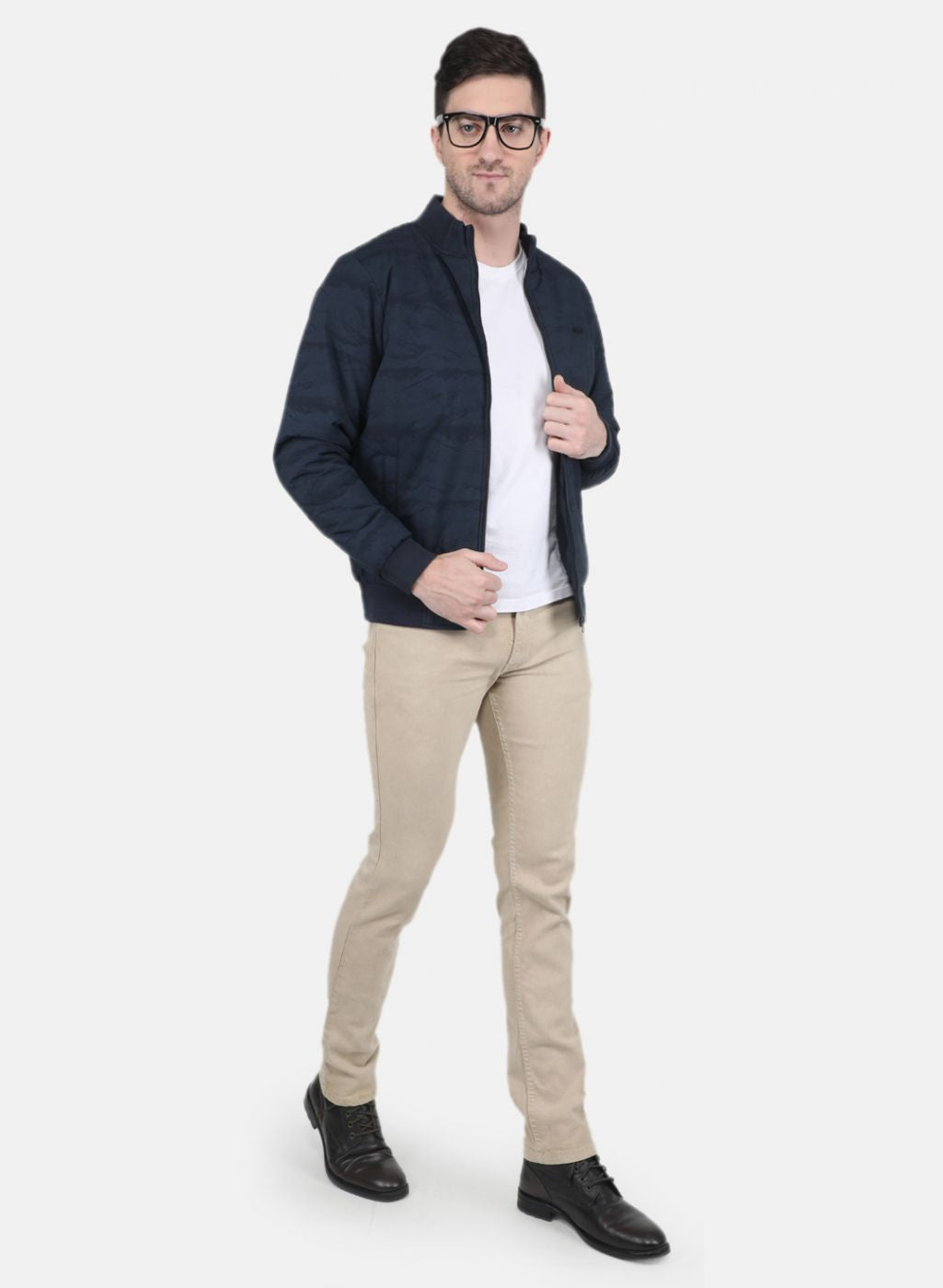 Men NAvy Blue Solid Jacket