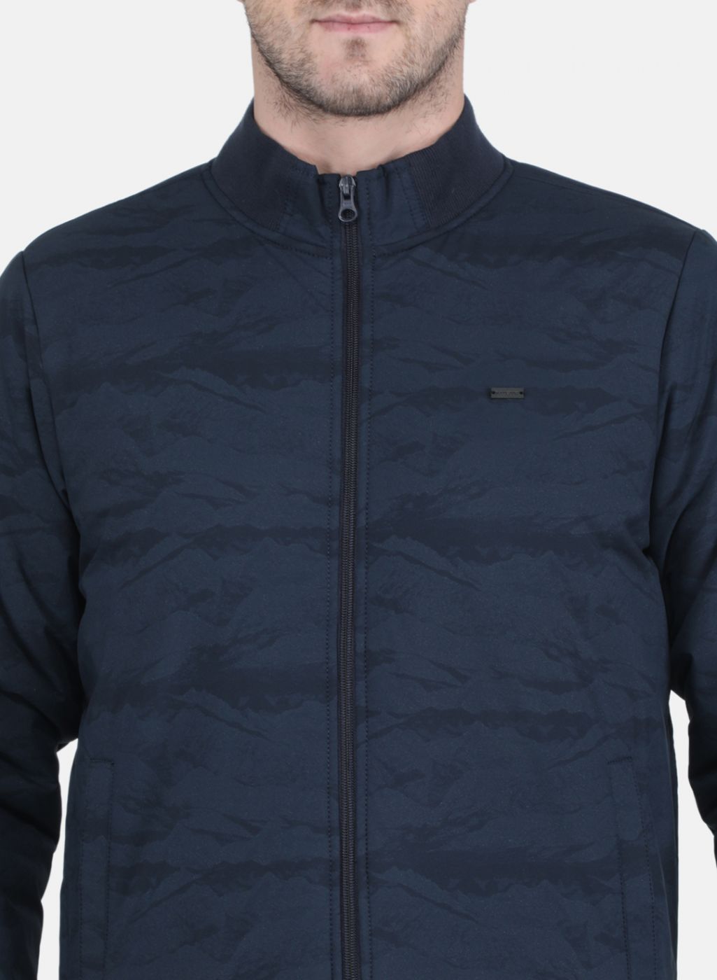 Men NAvy Blue Solid Jacket