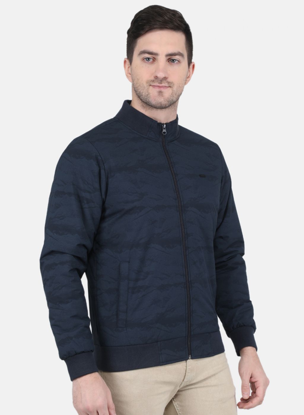 Men NAvy Blue Solid Jacket