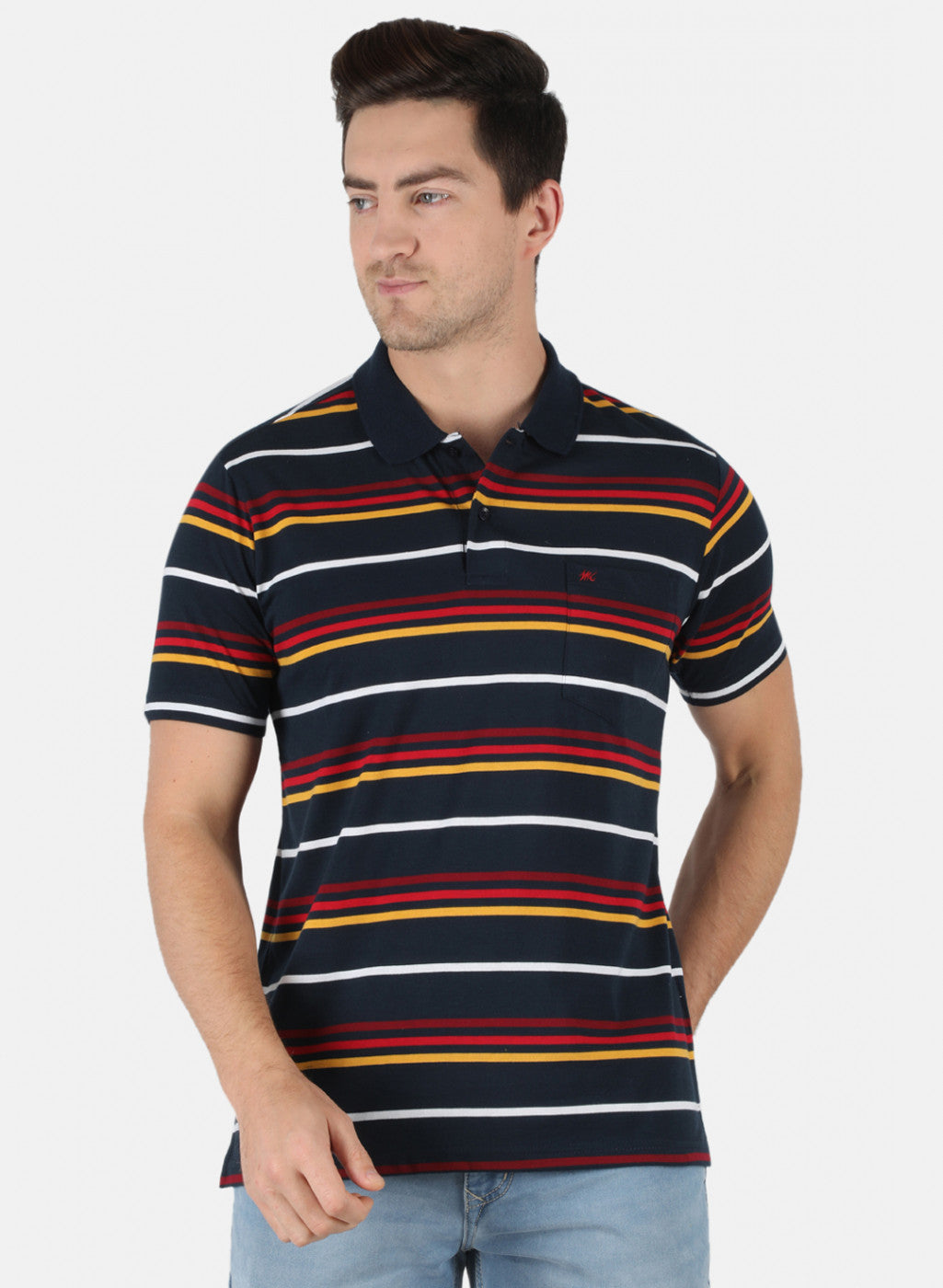 Men NAvy Blue Stripe T-Shirt